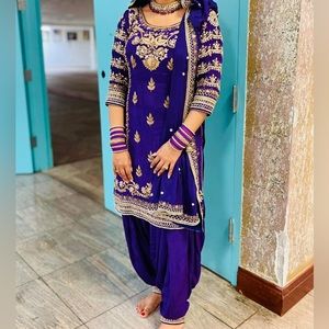 Punjabi Salwar Suit with front & back embroidery